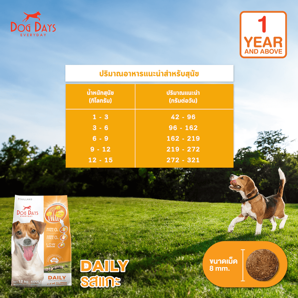อาหารเม็ดสำหรับสุนัข DOG DAYS DAILY เกรดโฮลิสติก รสเนื้อแกะ สูตรลดขนร่วงโดยเฉพาะ (3 KG)